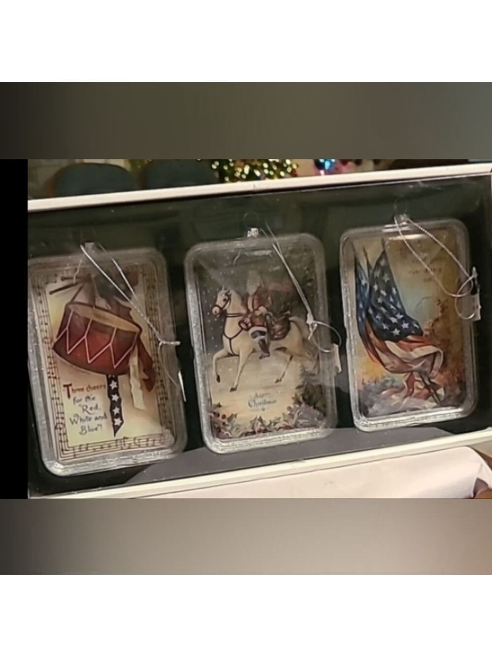 Trimsetter (3)ornaments from Dillard's. Patriotic,large size H.6"xW.4".NWT (#407